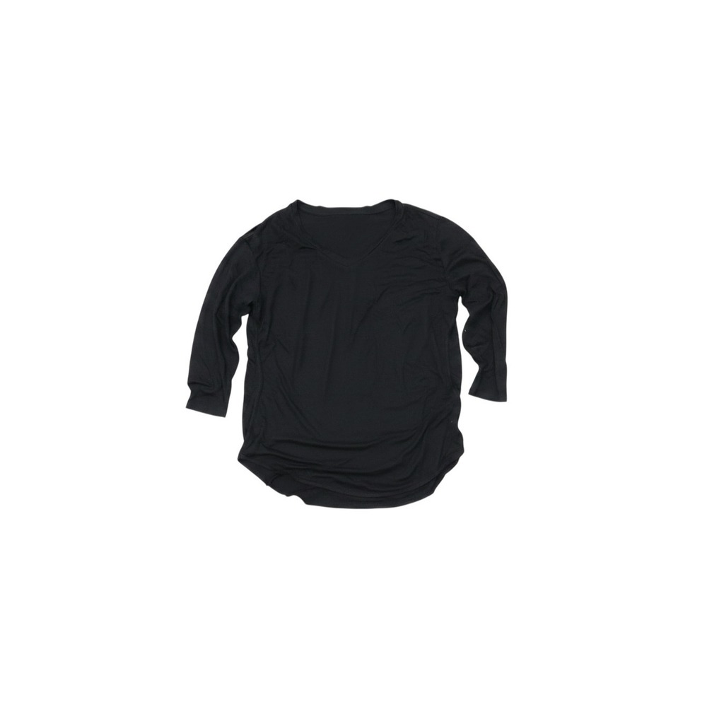 Stylus V-Neck Top Womens S Black New Long Sleeve Curved Hem Knit